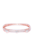 Priyaasi Women Rose Gold-Polished American Diamond Studded, Floral Patterned Bracelet in Square Shape - Swadesiicart