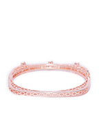 Priyaasi Women Rose Gold-Polished American Diamond Studded, Floral Patterned Bracelet in Square Shape - Swadesiicart