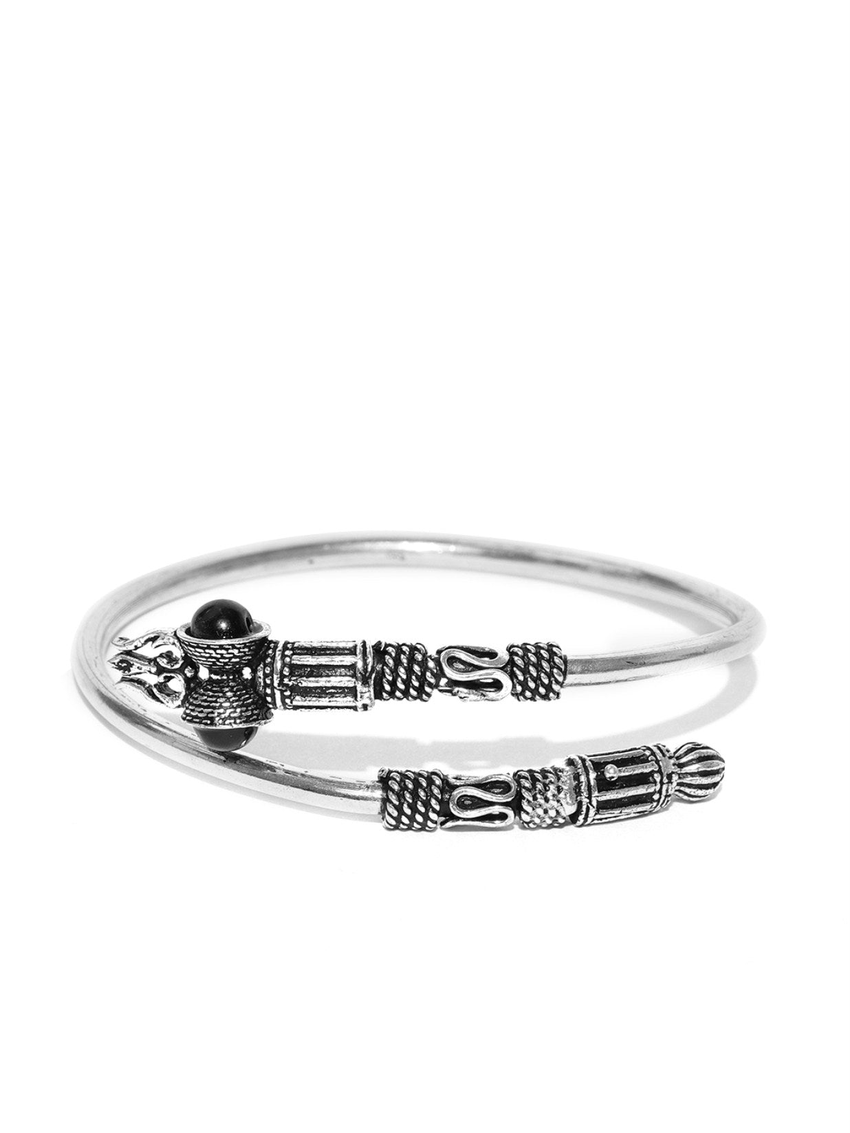 Priyaasi Oxidised Silver-Toned & Black Beaded Bracelet For Women And Girls - Swadesiicart