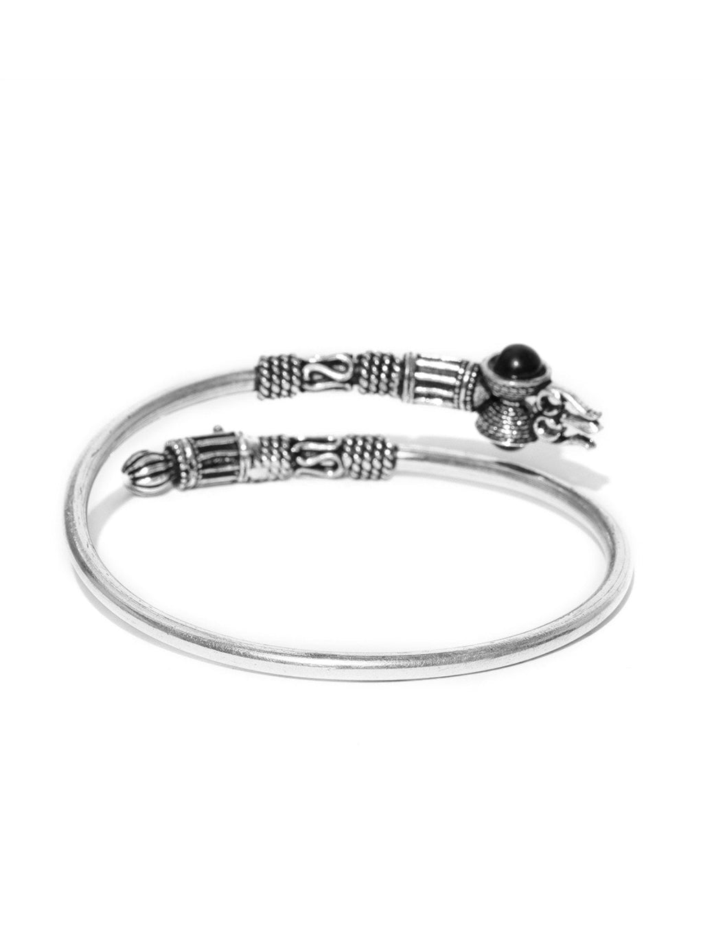 Priyaasi Oxidised Silver-Toned & Black Beaded Bracelet For Women And Girls - Swadesiicart