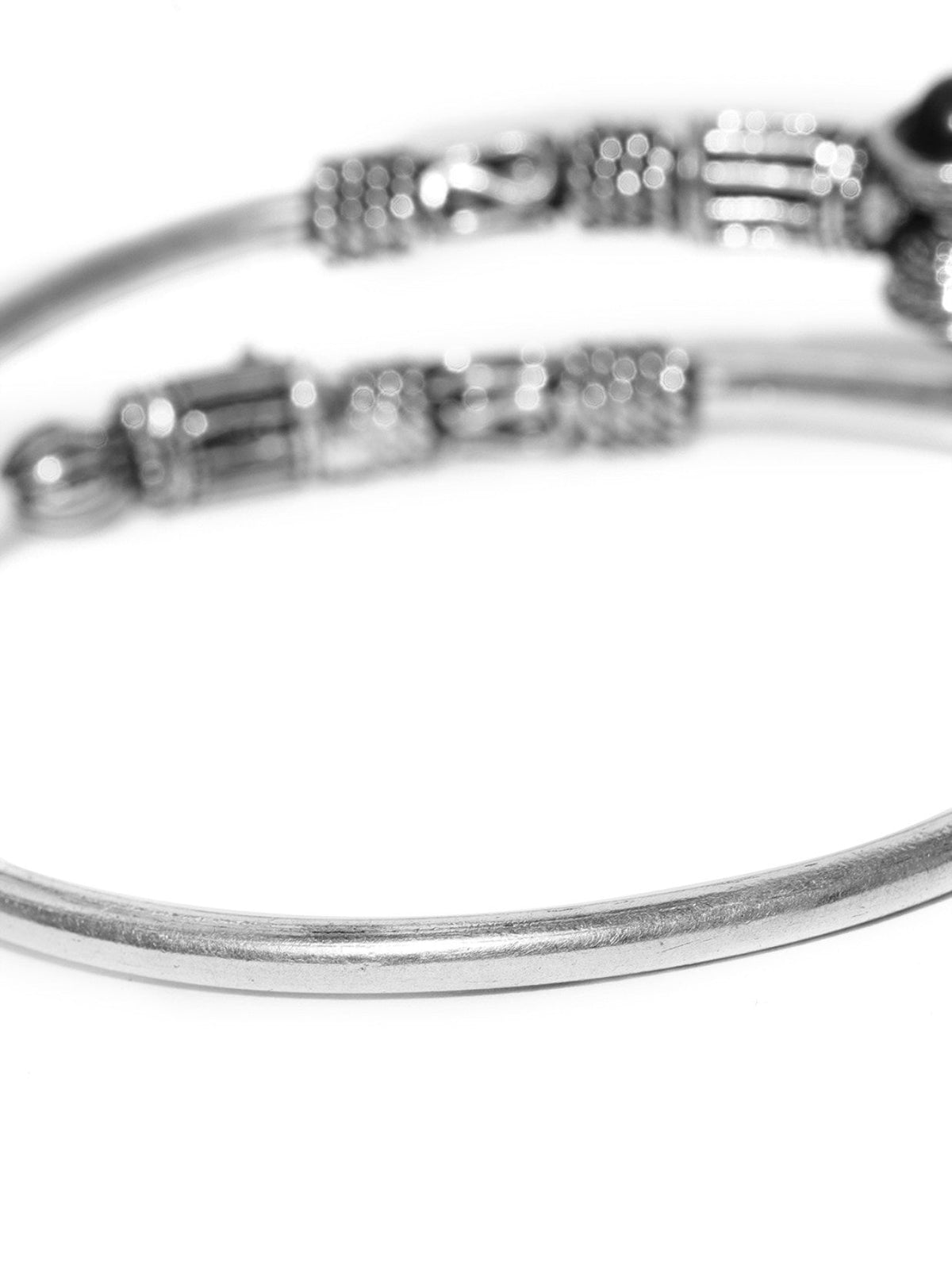 Priyaasi Oxidised Silver-Toned & Black Beaded Bracelet For Women And Girls - Swadesiicart