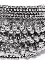 Priyaasi Women Oxidised Silver-Toned Ghungroo Handcrafted Cuff Bracelet - Swadesiicart
