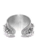 Priyaasi Women Oxidised Silver-Toned Ghungroo Handcrafted Cuff Bracelet - Swadesiicart