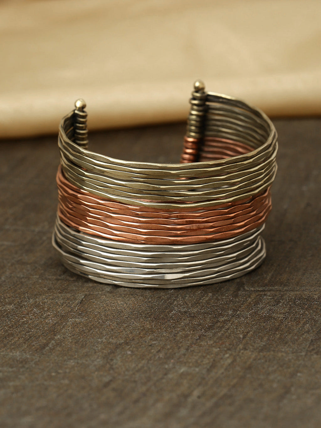 Priyaasi Women Multi-Toned Multi-Stranded Bangles Like Cuff Bracelet - Noz2Toz