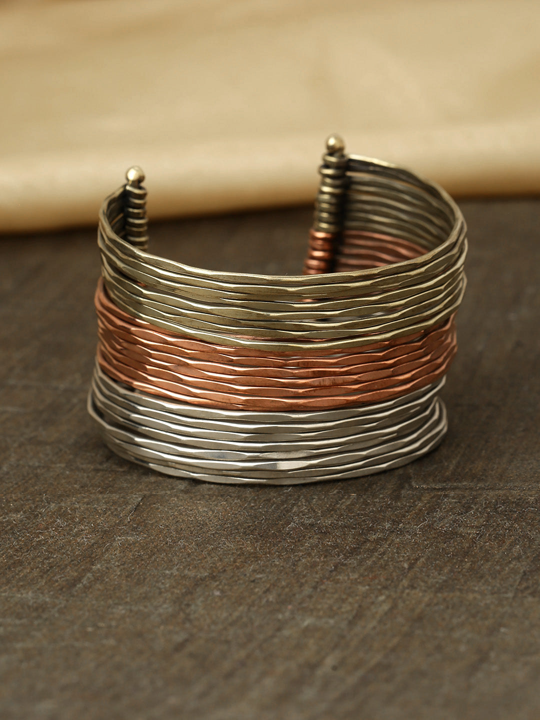 Priyaasi Women Multi-Toned Multi-Stranded Bangles Like Cuff Bracelet - Noz2Toz