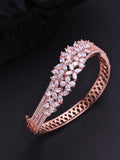 Priyaasi Women Rose Gold-Polished American Diamond Studded Bracelet in Floral Pattern - Noz2Toz