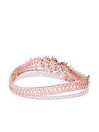 Priyaasi Women Rose Gold-Polished American Diamond Studded Bracelet in Floral Pattern - Swadesiicart