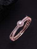 Priyaasi Women Gold-Polished American Diamond Studded Dual Toned Floral Cuff Bracelet - Noz2Toz