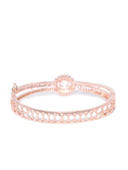 Priyaasi Women Gold-Polished American Diamond Studded Dual Toned Floral Cuff Bracelet - Swadesiicart