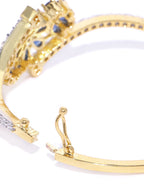 Priyaasi Women Gold-Polished American Diamond Studded, Floral Patterned Bracelet in Blue Color - Swadesiicart