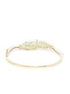 Priyaasi Women Gold-Polished American Diamond and Emerald Studded, Floral Patterned Bracelet in Green Color - Swadesiicart