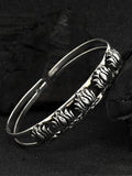 Priyaasi Women Oxidized Silver-Plated Cuff Bracelet with floral pattern - Noz2Toz