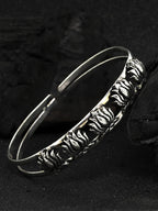 Priyaasi Women Oxidized Silver-Plated Cuff Bracelet with floral pattern - Noz2Toz
