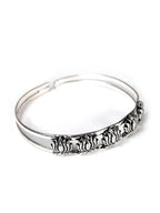 Priyaasi Women Oxidized Silver-Plated Cuff Bracelet with floral pattern - Swadesiicart