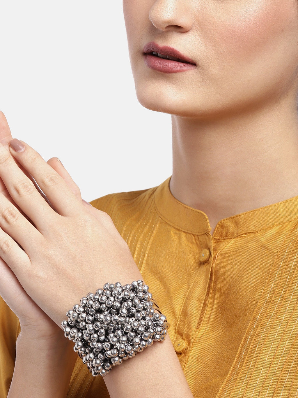 Priyaasi Women Oxidized Silver-Plated Cuff Bracelet - Swadesiicart