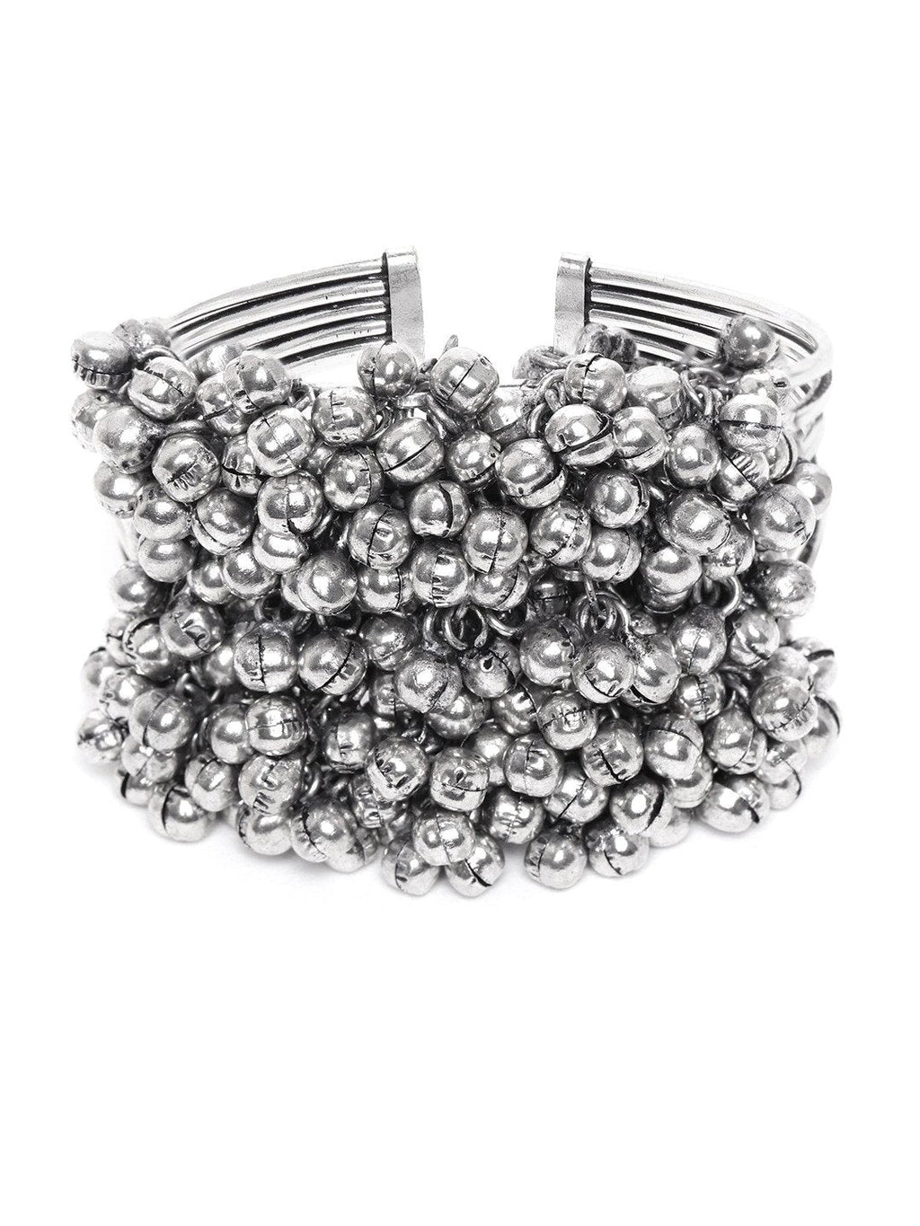 Priyaasi Women Oxidized Silver-Plated Cuff Bracelet - Swadesiicart