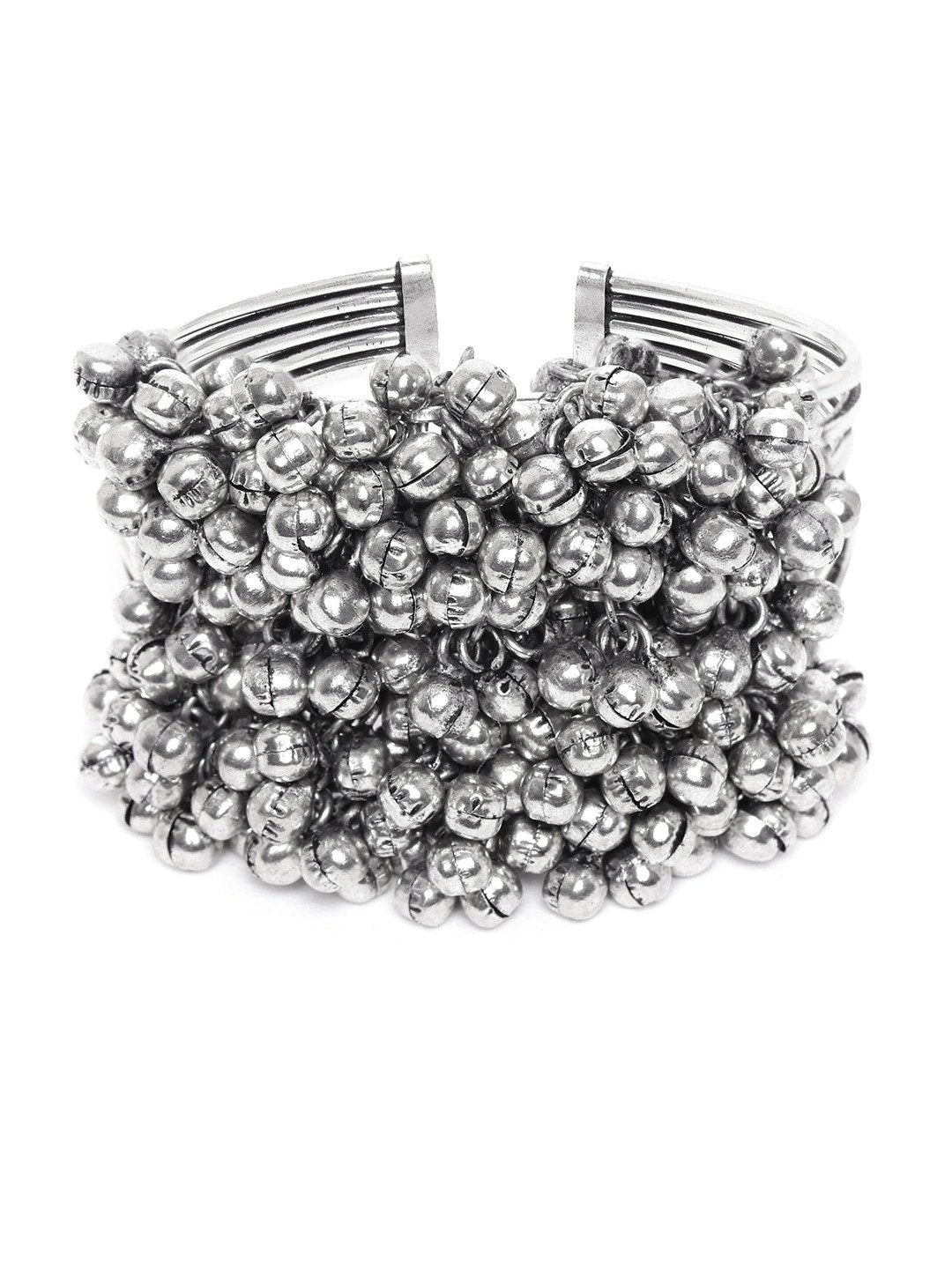 Priyaasi Women Oxidized Silver-Plated Cuff Bracelet - Swadesiicart
