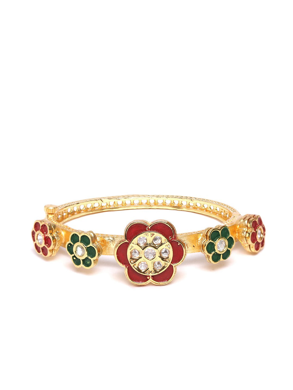 Priyaasi Women Handcrafted Floral Red and Green Bracelet - Swadesiicart