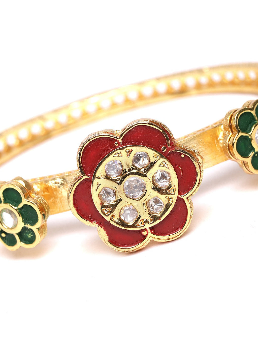 Priyaasi Women Handcrafted Floral Red and Green Bracelet - Swadesiicart