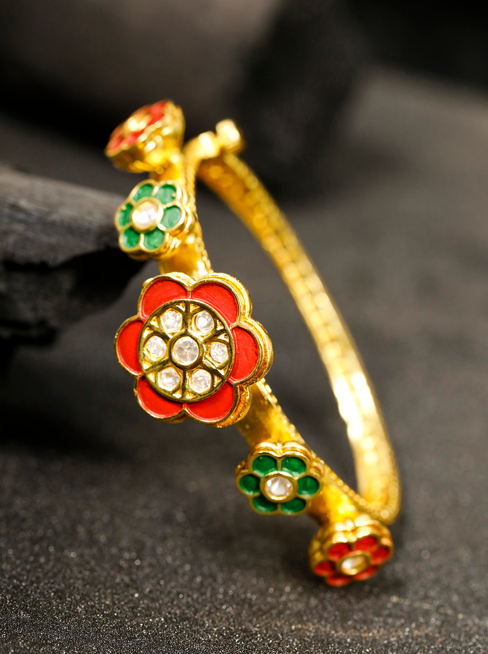 Priyaasi Women Handcrafted Floral Red and Green Bracelet - Noz2Toz