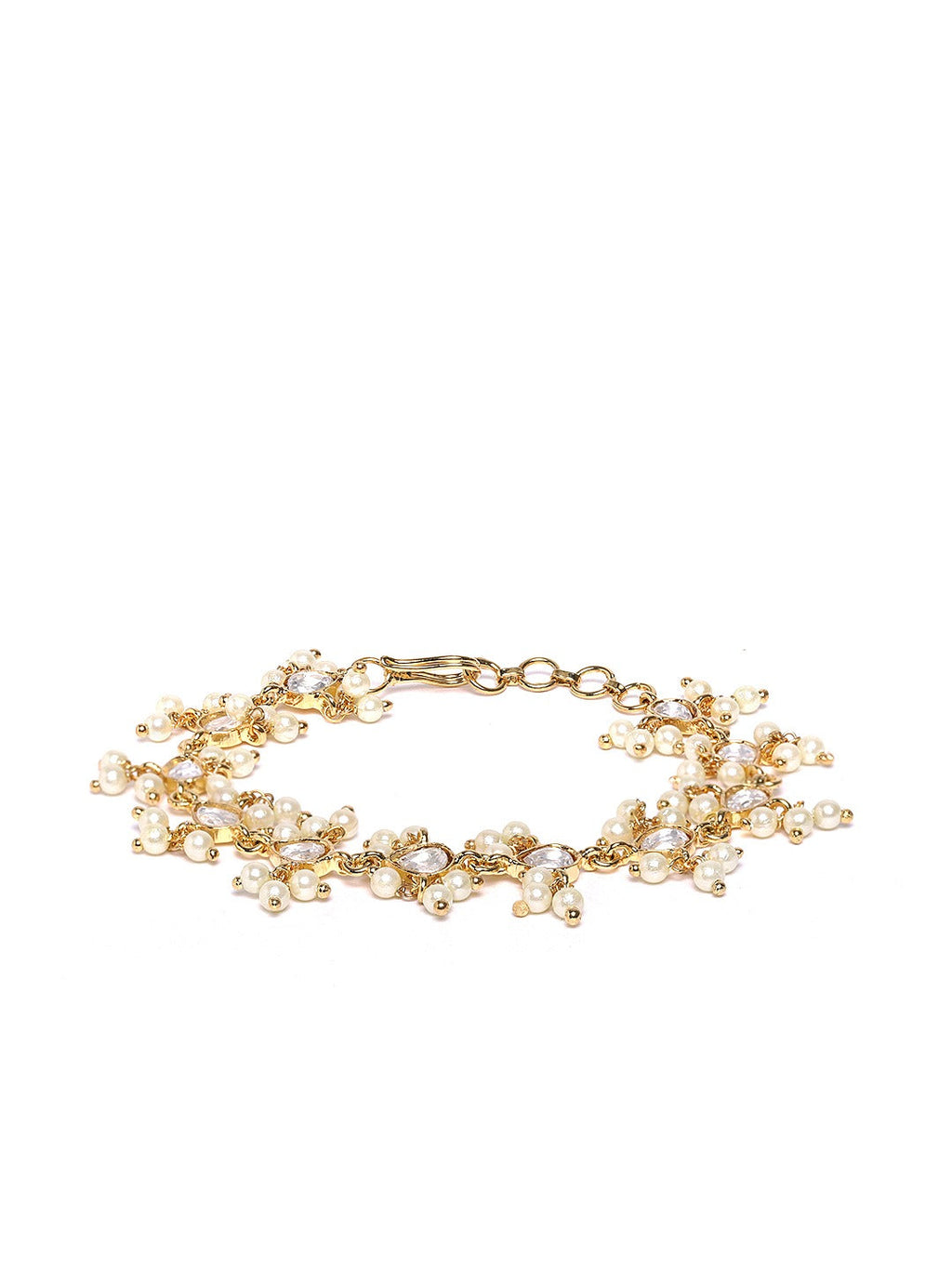 Priyaasi Women Gold-Polished Stone Studded Adjustable Bracelet - Swadesiicart