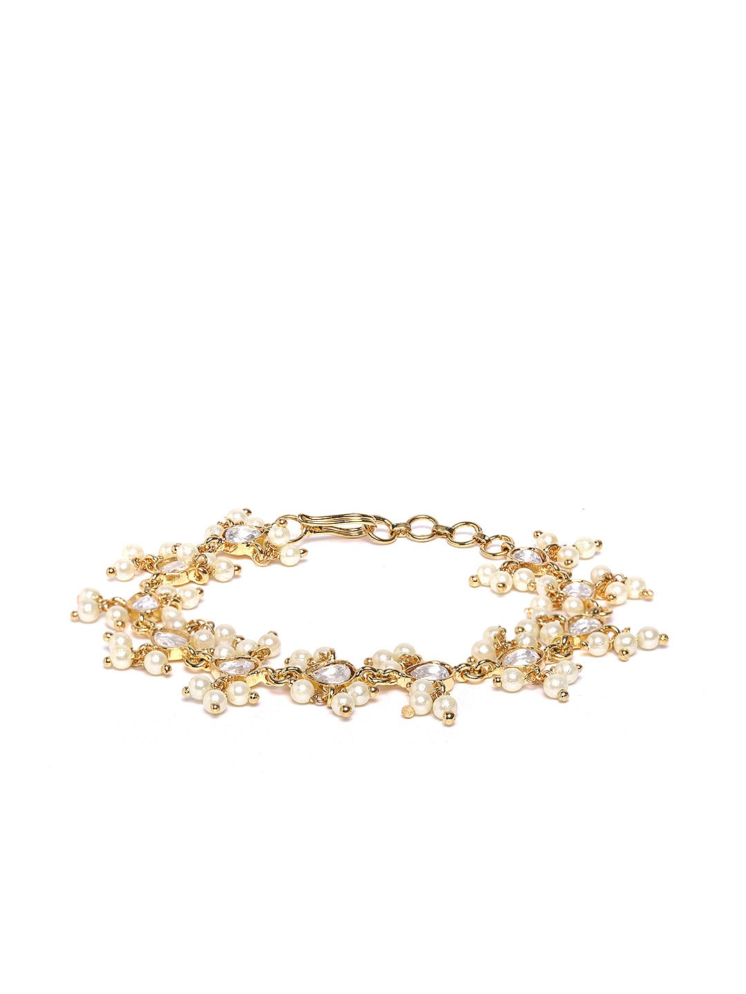 Priyaasi Women Gold-Polished Stone Studded Adjustable Bracelet - Swadesiicart