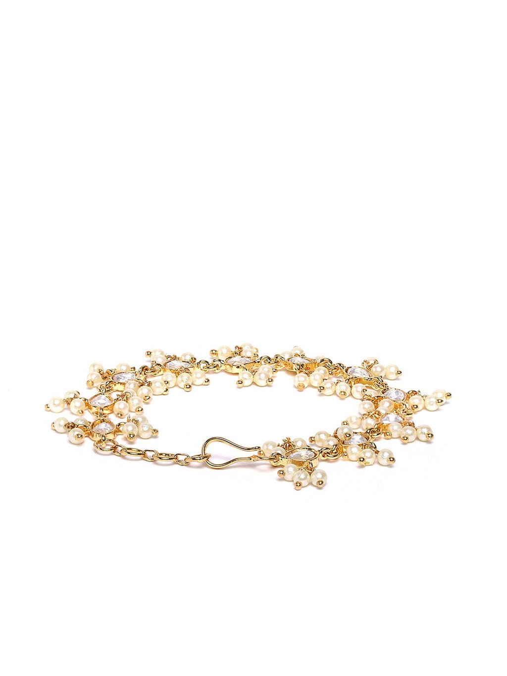 Priyaasi Women Gold-Polished Stone Studded Adjustable Bracelet - Swadesiicart