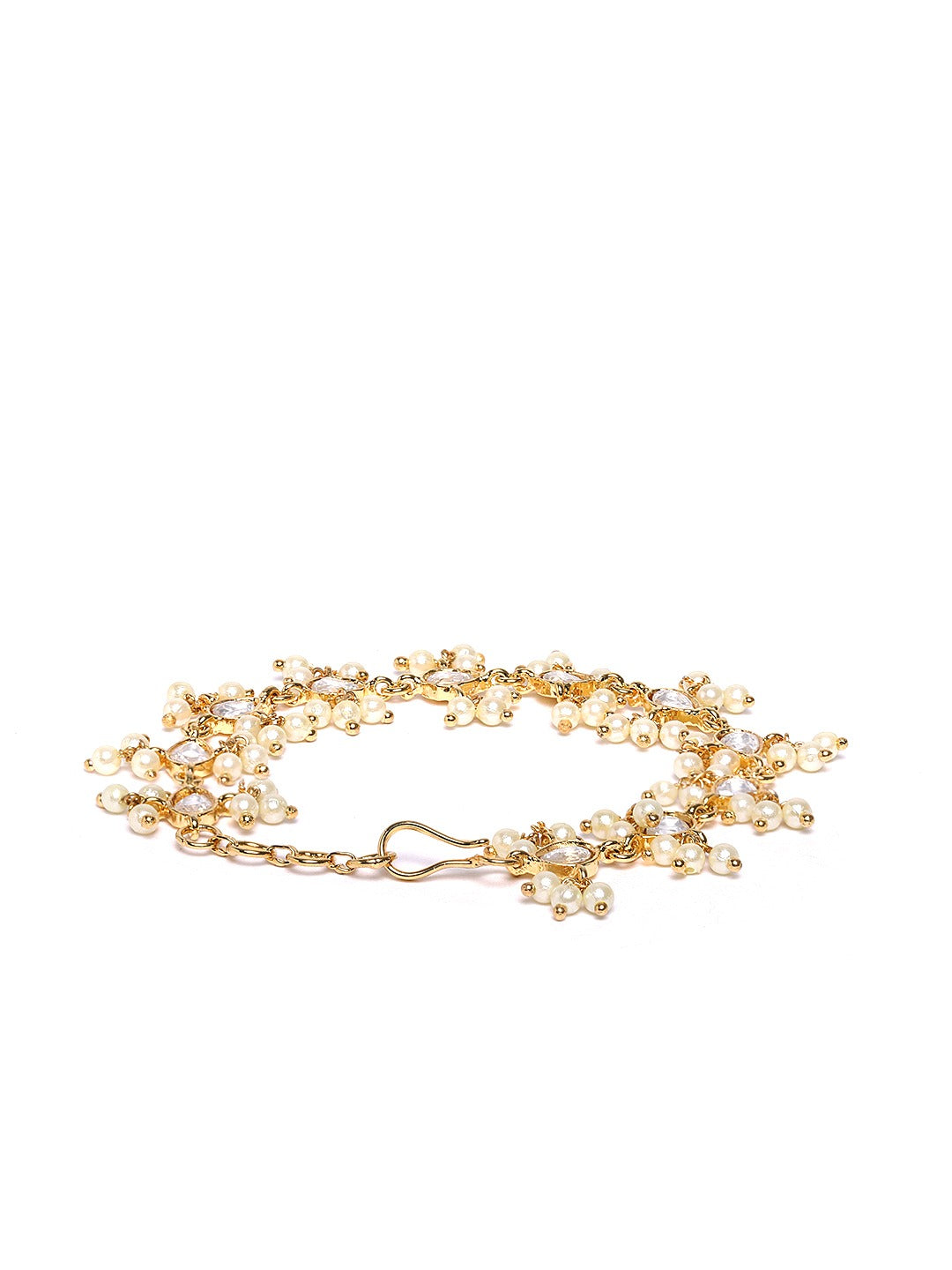 Priyaasi Women Gold-Polished Stone Studded Adjustable Bracelet - Swadesiicart