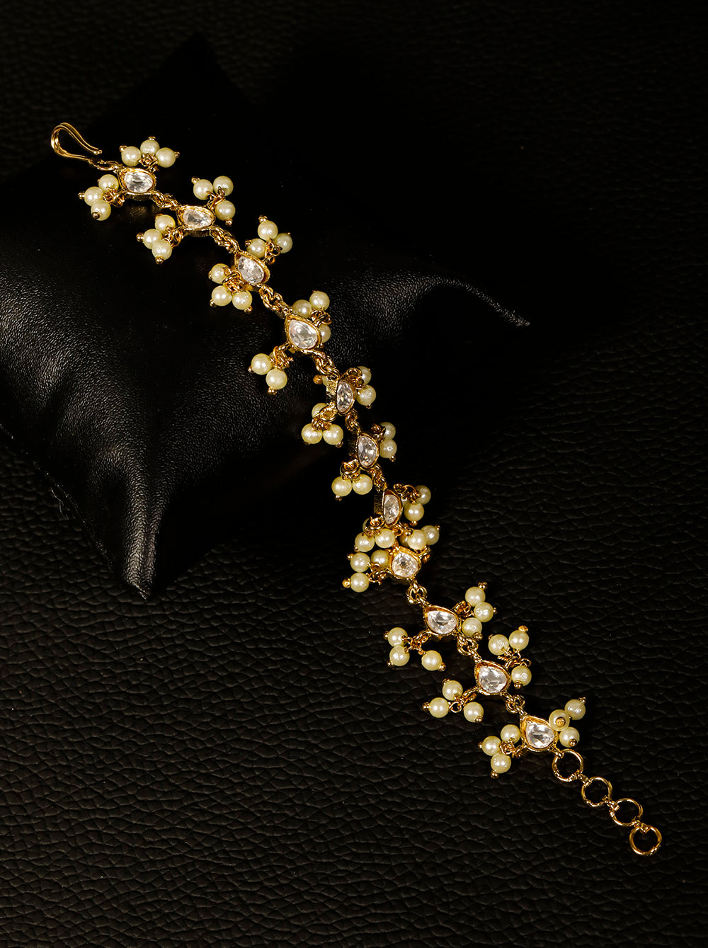 Priyaasi Women Gold-Polished Stone Studded Adjustable Bracelet - Noz2Toz