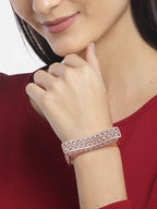 Priyaasi Women Rose Gold-Polished American Diamond Party Bangle Style Bracelet - Swadesiicart