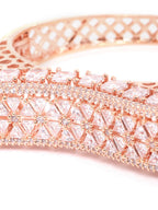 Priyaasi Women Rose Gold-Polished American Diamond Party Bangle Style Bracelet - Swadesiicart
