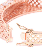 Priyaasi Women Rose Gold-Polished American Diamond Party Bangle Style Bracelet - Swadesiicart