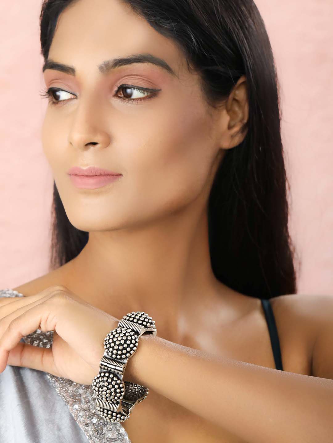 Priyaasi Women Silver Plated Kada Bracelet - Swadesiicart