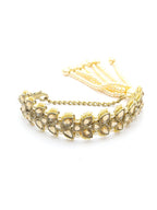 Priyaasi Women Kundan Gold-Polished Leaf Wraparound Bracelet - Swadesiicart