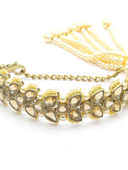 Priyaasi Women Kundan Gold-Polished Leaf Wraparound Bracelet - Swadesiicart