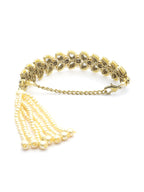 Priyaasi Women Kundan Gold-Polished Leaf Wraparound Bracelet - Swadesiicart