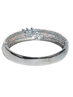 Priyaasi Women Rose Gold American Diamond Gun Metal Plated Bangle Style Bracelet - Swadesiicart
