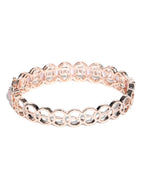 Priyaasi Women Pink American Diamond Rose Gold-Polished Floral Bangle Style Bracelet - Swadesiicart