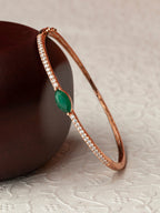 Priyaasi Women Green Stone Studded American Diamond Rose Gold Bracelet - Swadesiicart