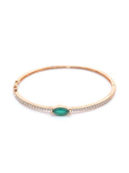 Priyaasi Women Green Stone Studded American Diamond Rose Gold Bracelet - Swadesiicart