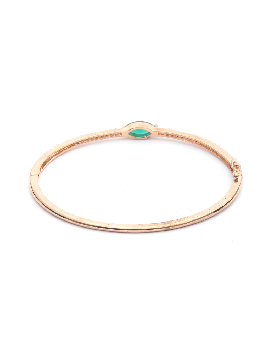 Priyaasi Women Green Stone Studded American Diamond Rose Gold Bracelet - Swadesiicart