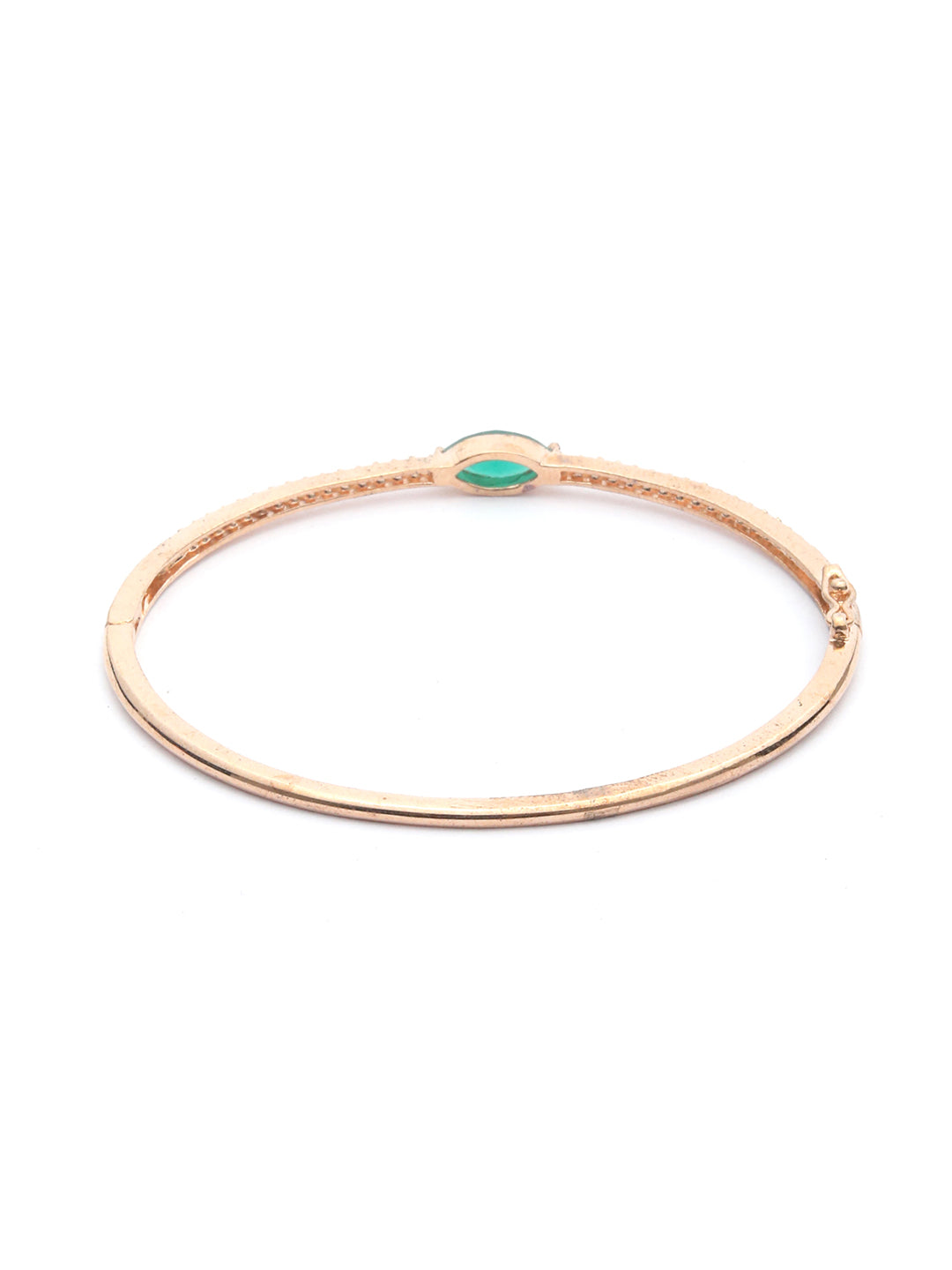 Priyaasi Women Green Stone Studded American Diamond Rose Gold Bracelet - Swadesiicart