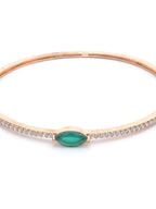 Priyaasi Women Green Stone Studded American Diamond Rose Gold Bracelet - Swadesiicart