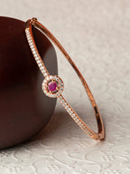 Priyaasi Women Pink American Diamond Rose Gold Geometric Bracelet - Swadesiicart