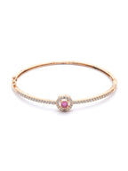 Priyaasi Women Pink American Diamond Rose Gold Geometric Bracelet - Swadesiicart