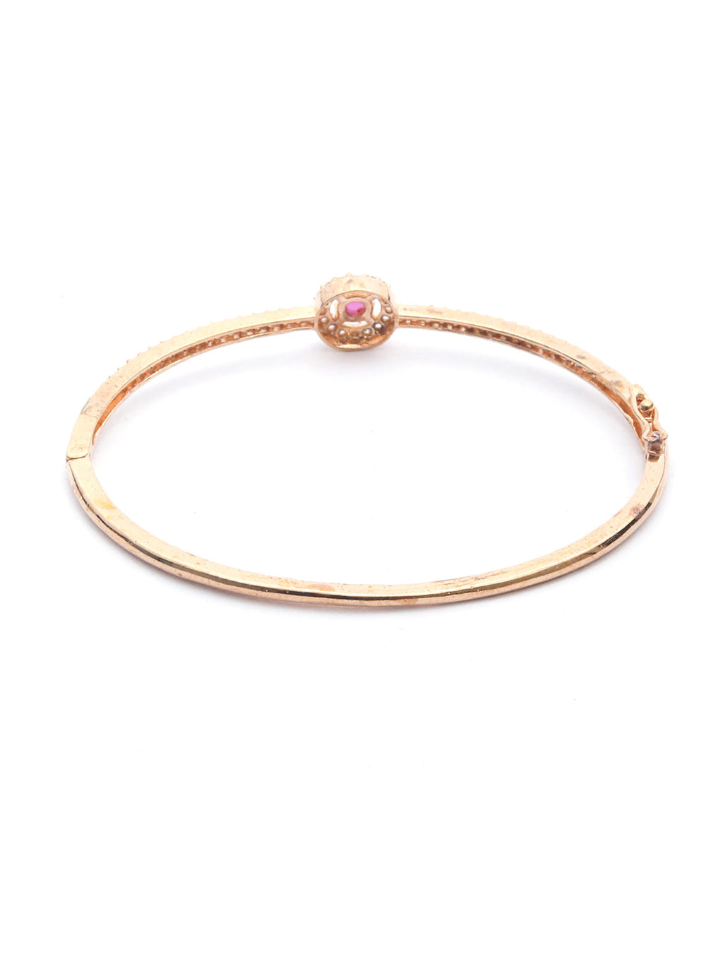 Priyaasi Women Pink American Diamond Rose Gold Geometric Bracelet - Swadesiicart