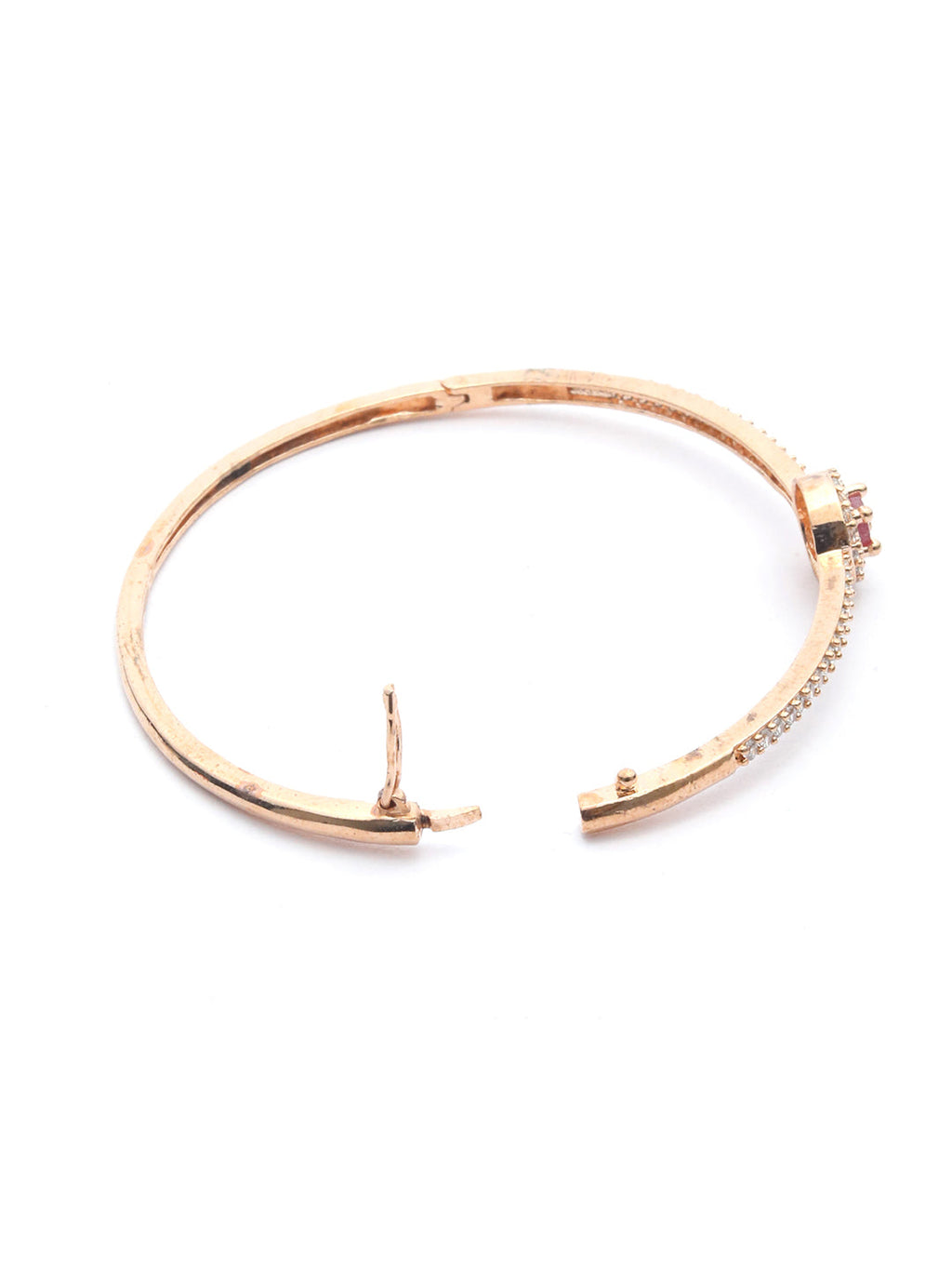 Priyaasi Women Pink American Diamond Rose Gold Geometric Bracelet - Swadesiicart