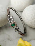 Priyaasi Women Green Stone American Diamond Bangle Style Bracelet - Noz2Toz