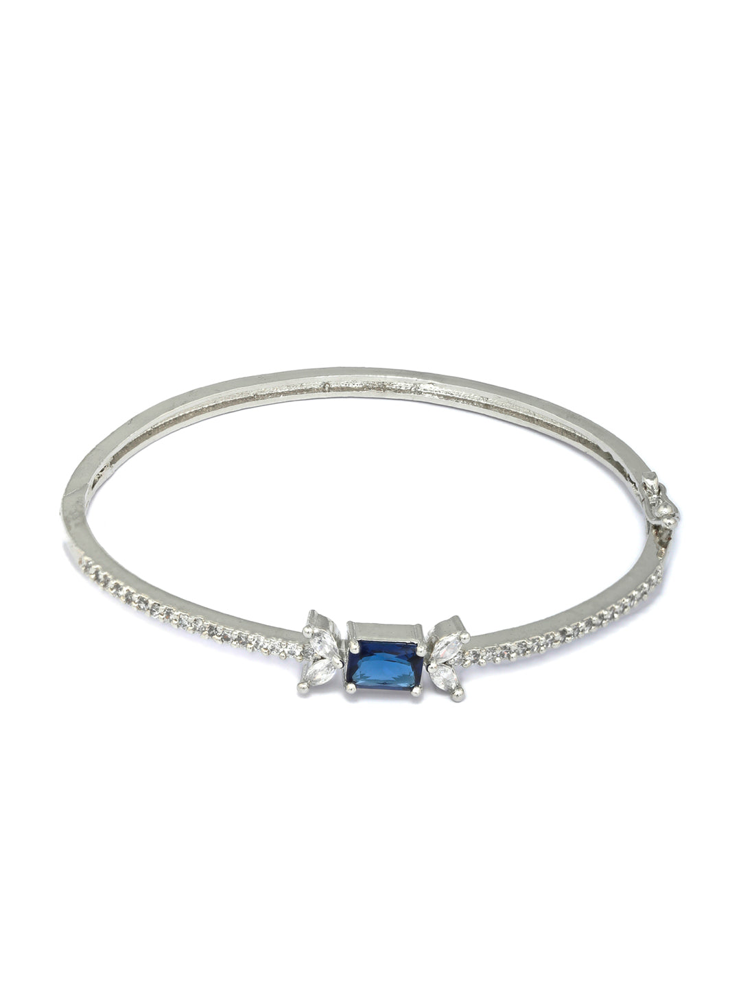 Priyaasi Women Elegant Blue Stone Silver Plated Bracelet - Swadesiicart