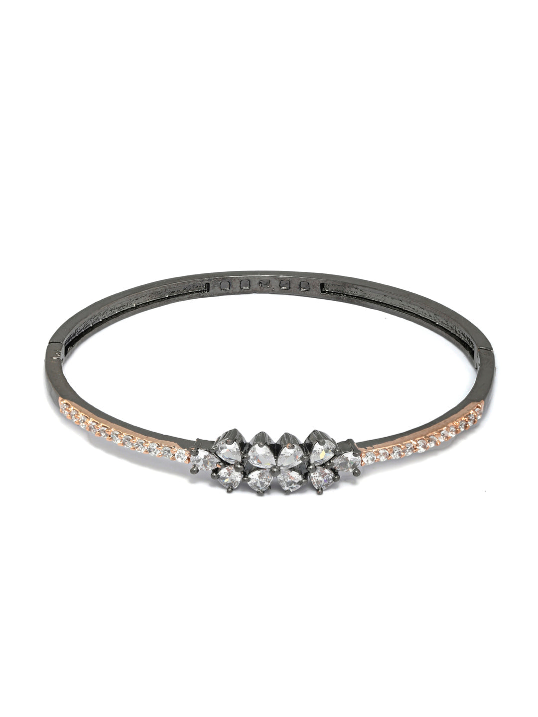 Priyaasi Women Dual Toned Mini Flower American Diamond Bracelet - Swadesiicart